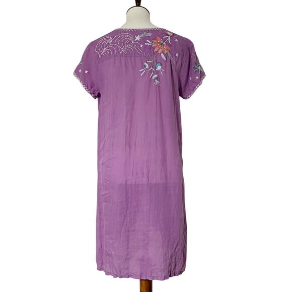 Johnny Was Workshop Women's Purple Embroidered Phoebe Drape Tunic Dress Medium - Picture 5 of 13